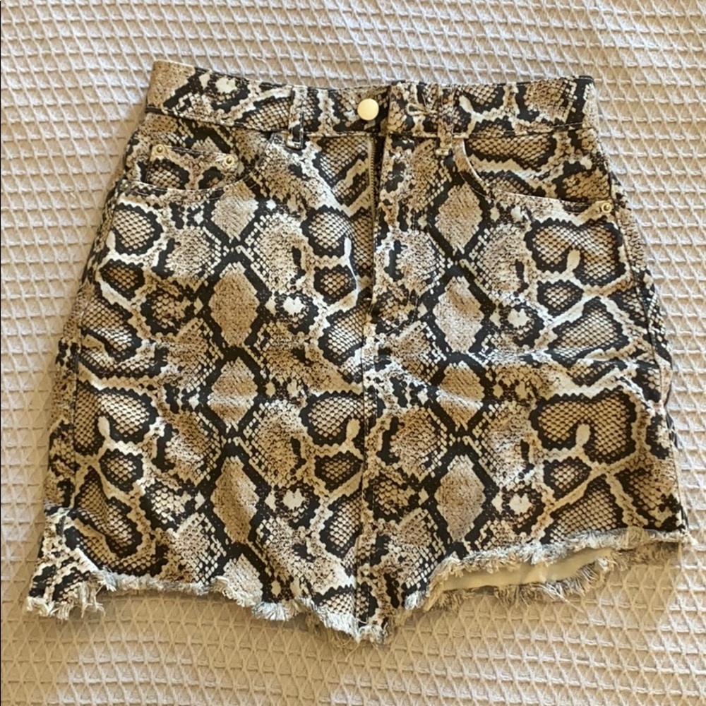 Zara snakeskin denim skirt